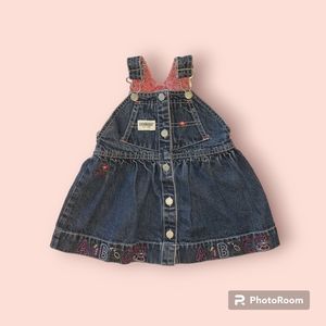 OshKosh Est. 1895 Denim Jumper with Embroidery, 6-9 Months, EUC